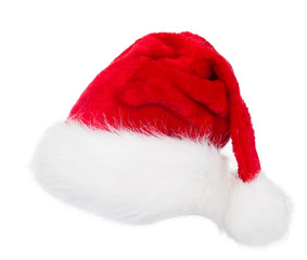 Obraz na płótnie Canvas Santa Claus Hat, Red Christmas Hat Isolated over White Background