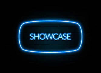 Showcase  - colorful Neon Sign on brickwall