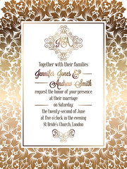 Vintage baroque style wedding invitation card template.