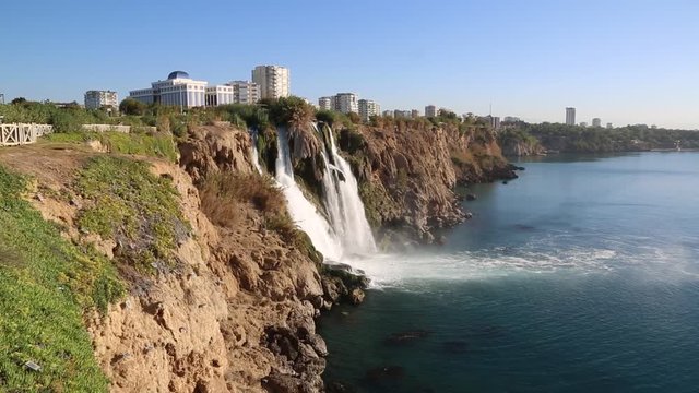 Duden waterfall in Antalya, Turkey in a beautiful summer day