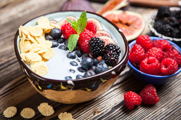 Delicious blueberry and fig yoghurt