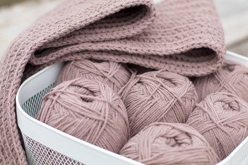 Texture. Natural Knitting Background. Incomplete Knitting Warm Winter Sweater Pattern Project Rustic Vintage