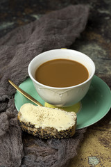 Toasted bread with different pates.