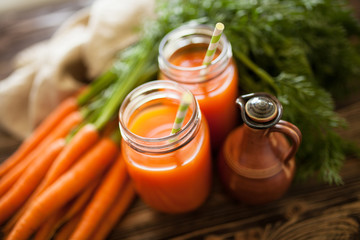 Fresh organic carrot juice