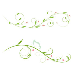 Abstract vertical floral background. Vector branch with leaves and buds.