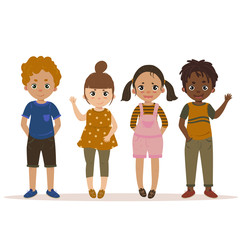 Boys and Girls Kid Set Cartoon. Vector