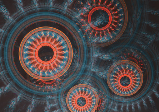 Abstract fractal mechanical and cogwheel background