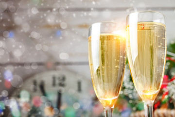 Christmas winter background. New Year's toys. Happy New Year and Merry Christmas.