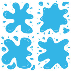 Set of four blue splashes on a white background. Vector illustration

