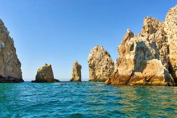 Fototapeta na wymiar Rock formations in Lands End, Cabo San Lucas, Mexico
