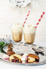 Cappuccino in two long glasses