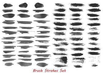 Grungy brush strokes set over white background. Elements for your work and design. Eps10