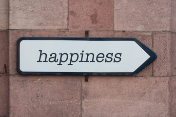 concept panneau d'indication - Happiness (bonheur en anglais)