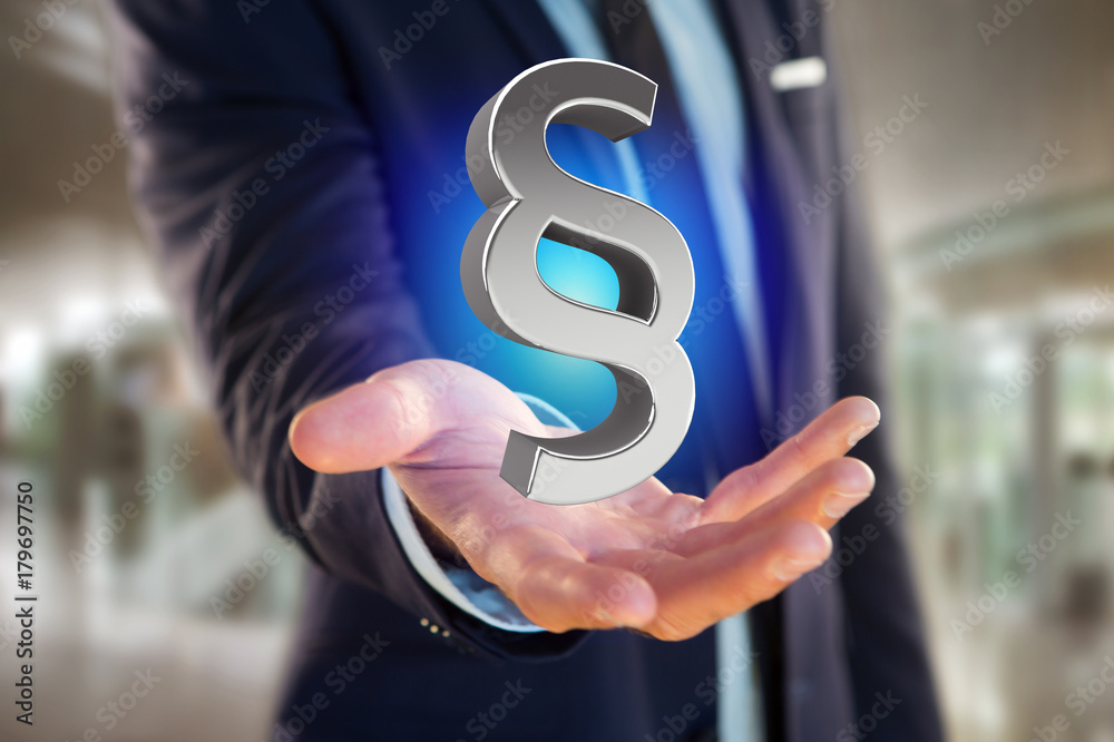 Fototapete justice and law symbol displayed on a futuristic interface - 3d rendering