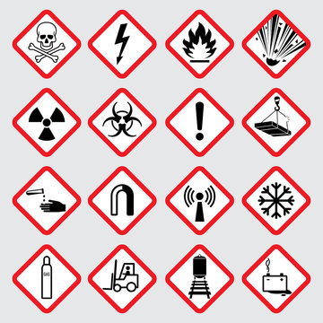 Warning hazard vector pictograms