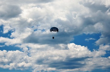 parachute on the blue sky