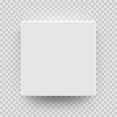 White box mock up model 3D top view with shadow. Vector isolated blank cardboard open or white paper matchbook container box package template on transparent background