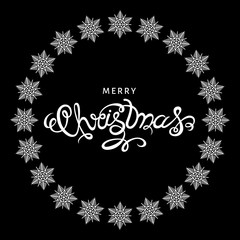 Xmas hand lettering on black  background.