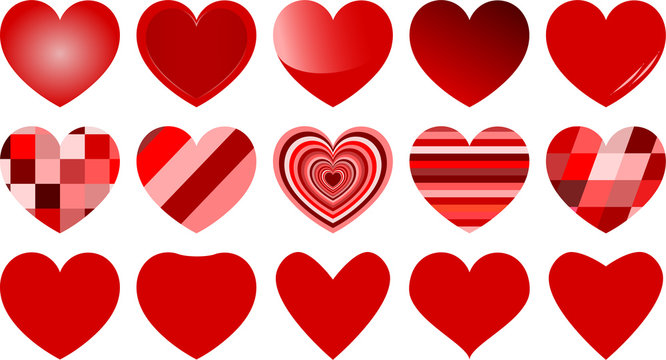 Herzen in verschiedenen Varianten
