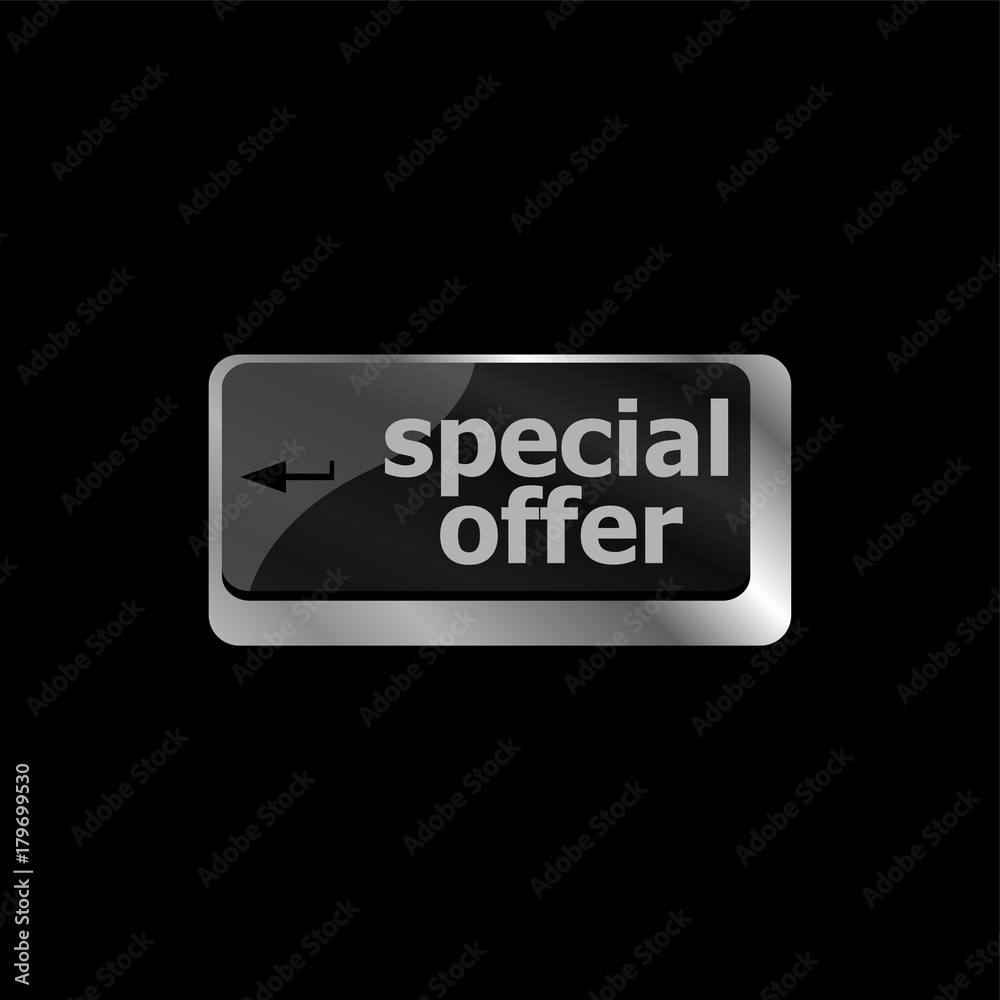 Poster special offer button on computer keyboard keys