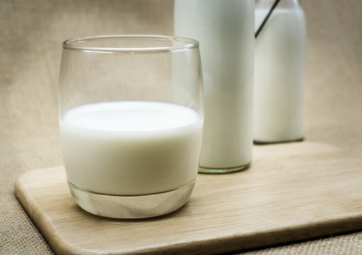 milk in a glass bottle image photo