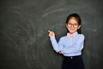 teacher standing in chalk blackboard background