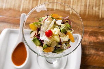 Greek Mediterranean salad, olives and pepper.
