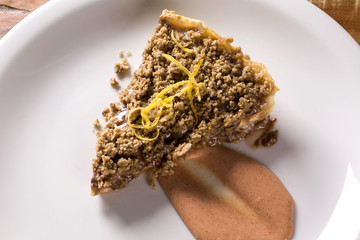 hazelnut pie, guava with crumble