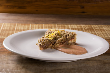 hazelnut pie, guava with crumble