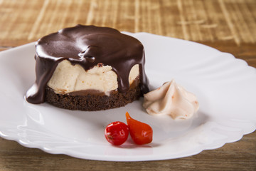 Cheesecake with Chocolate Sauce and pepper