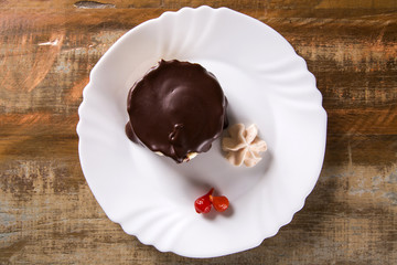 Cheesecake with Chocolate Sauce and pepper