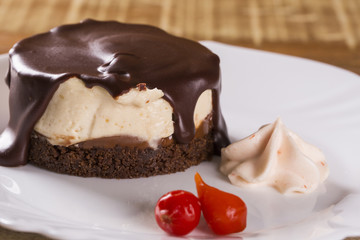 Cheesecake with Chocolate Sauce and pepper