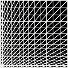 black and white triangle grid op-art background.