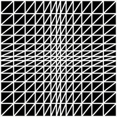 black and white triangle grid op-art background.