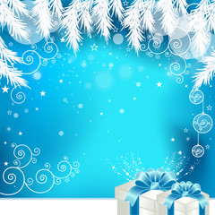 Fototapeta na wymiar Christmas Greeting Card Design with Gift Box