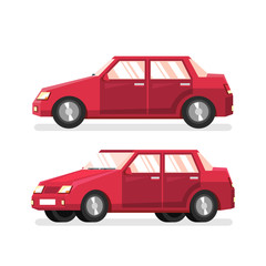 Obraz na płótnie Canvas Red classic sedan - detailed vector illustration in a flat style. Car is a side view and a half turn.