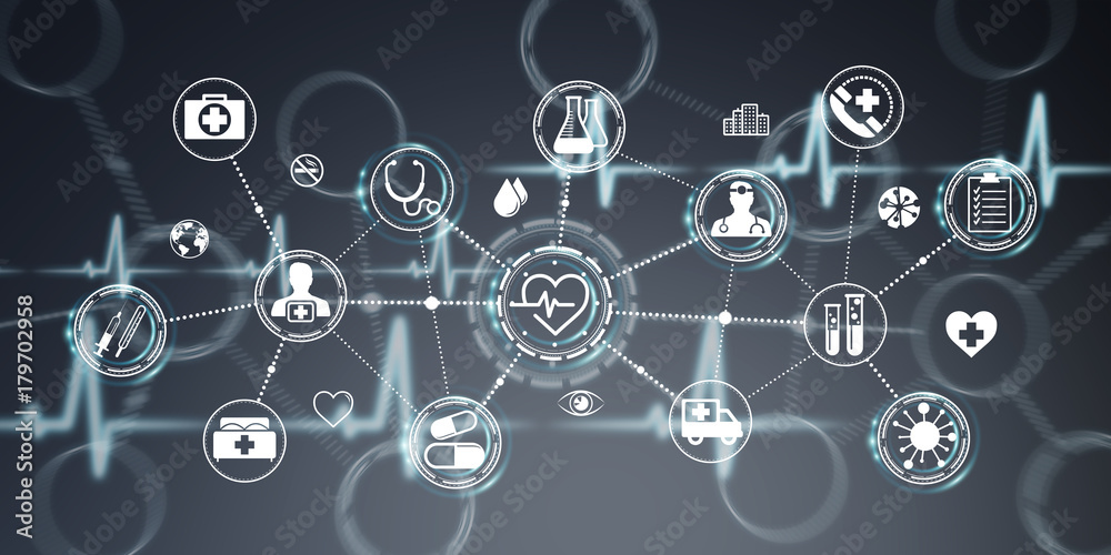 Poster healthcare modern interface 3d rendering
