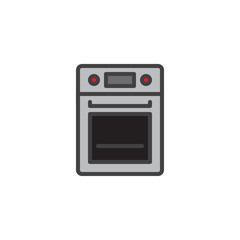 Oven filled outline icon, line vector sign, linear colorful pictogram isolated on white. Kitchen stove symbol, logo illustration. Pixel perfect vector graphics