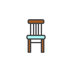 Chair household furniture filled outline icon, line vector sign, linear colorful pictogram isolated on white. Symbol, logo illustration. Pixel perfect vector graphics