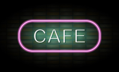 Cafe neon sign on brick wall