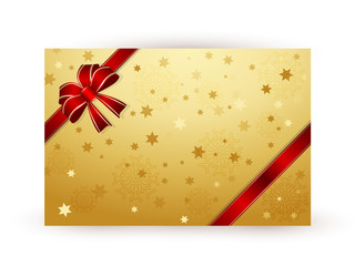 Christmas Ribbon with Starry Gold Background