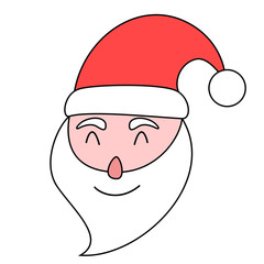 Cute Santa face with red hat