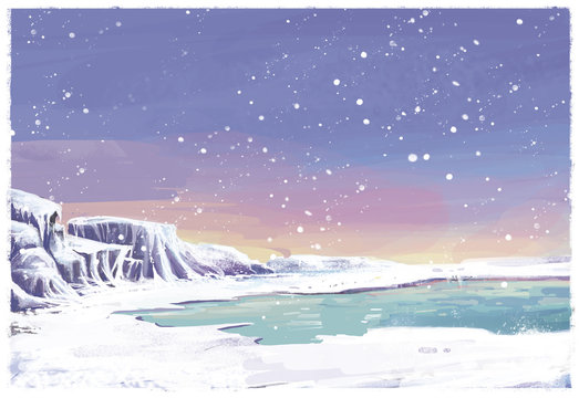 paisaje de nieve en invierno