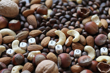 tasty nuts on a wooden table