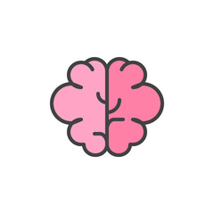 Brain filled outline icon, line vector sign, linear colorful pictogram isolated on white. Intellect symbol, logo illustration. Pixel perfect vector graphics