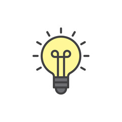 Light bulb filled outline icon, line vector sign, linear colorful pictogram isolated on white. Idea symbol, logo illustration. Pixel perfect vector graphics