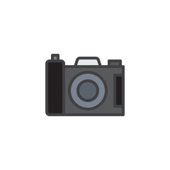 Photo camera filled outline icon, line vector sign, linear colorful pictogram isolated on white. Symbol, logo illustration. Pixel perfect vector graphics