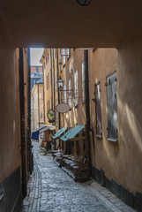 Narrow street in Old own of Stockholm