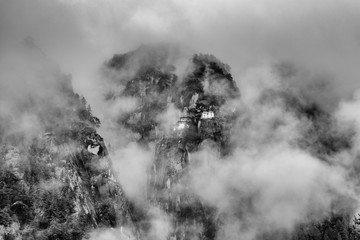 Tiger's nest monastery in the mist, Bhutan
