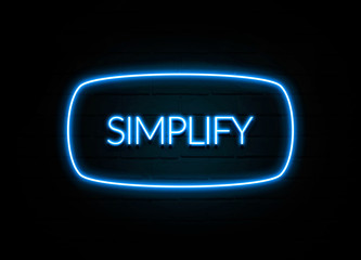 Simplify  - colorful Neon Sign on brickwall